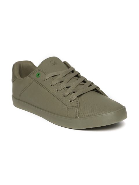 

United Colors of Benetton Men Olive Green Textured Sneakers