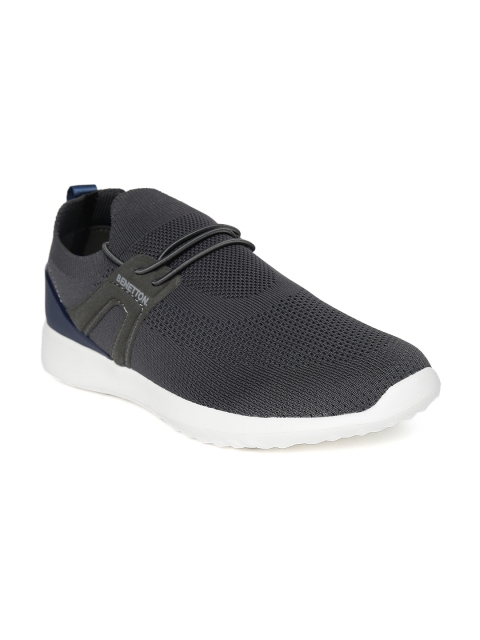 

United Colors of Benetton Men Charcoal Grey Patterned Sneakers