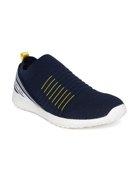 

United Colors of Benetton Men Navy Blue Woven Design Slip-On Sneakers