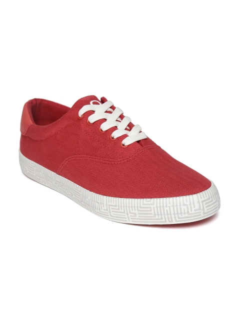 

United Colors of Benetton Men Red Woven Design Sneakers