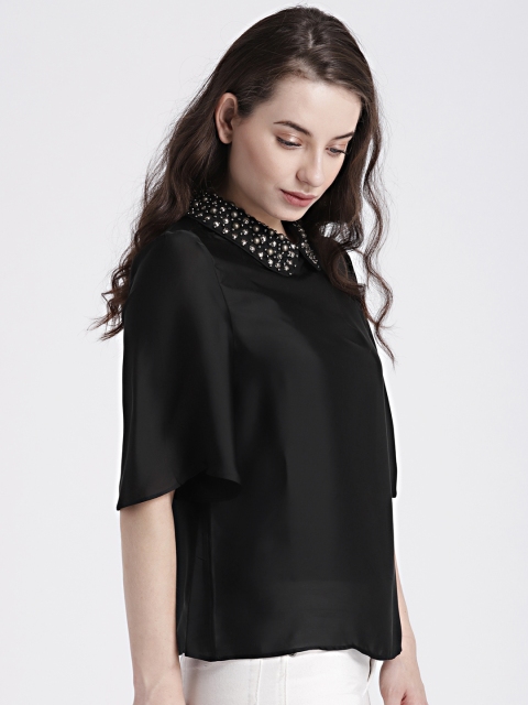 

GAP Women's Black Embellished Collar Top