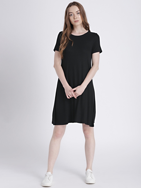 

GAP Women's Black Short Sleeve Ribbed T-Shirt Dress