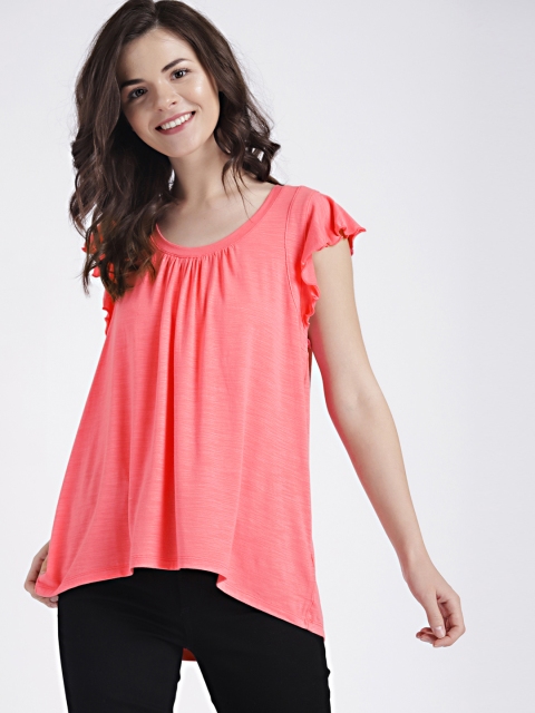 

GAP Women's Coral Pink Short Flutter Sleeve Top