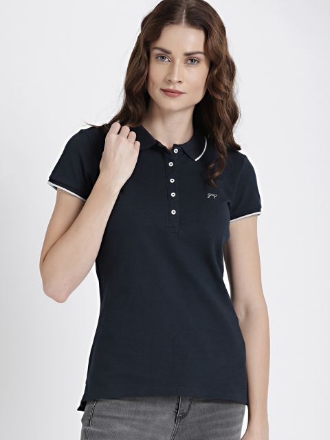 

GAP Women Navy Solid Polo Collar T-shirt, Navy blue