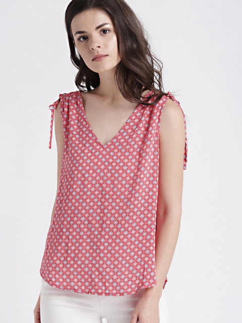 

GAP Women's Pink V-neck Tie-Shoulder Top