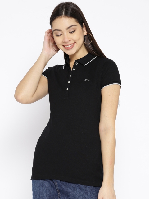 

GAP Women Black Polo T-shirt