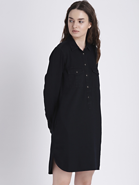 

GAP Women's Black Popover Denim Shirtdress