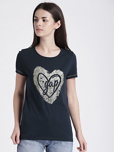 

GAP Women's Navy Blue Glitter Logo Tee