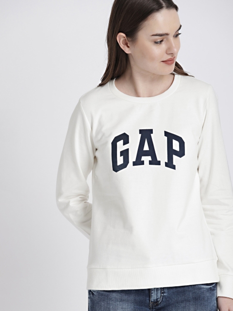 

GAP Women's White Logo Pullover Sweatshirt