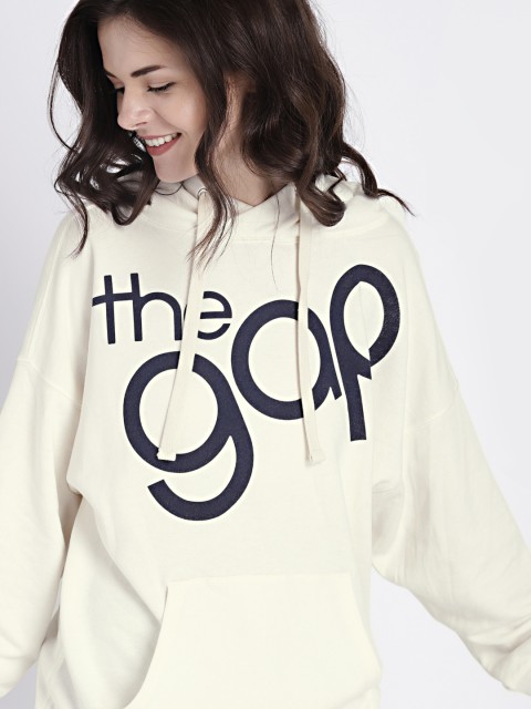 

GAP Women's White Logo Graphic Pullover Hoodie Tunic