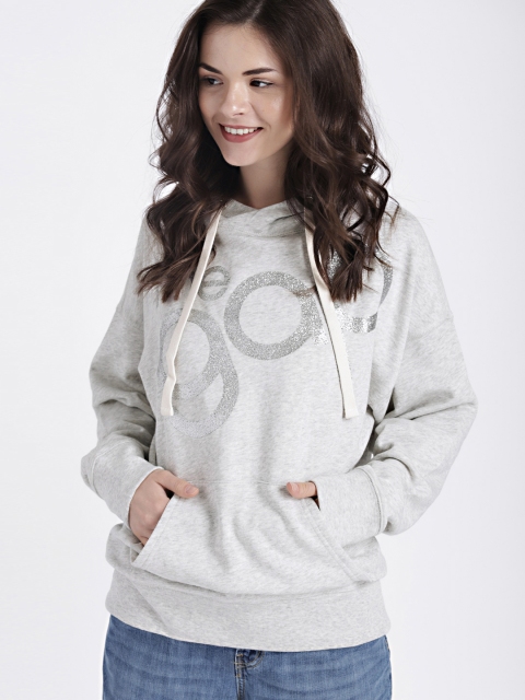 

GAP Women's Grey Melange Logo Graphic Pullover Hoodie Tunic