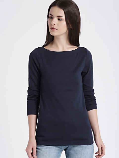 

GAP Women's Black Modern Long Sleeve Boatneck Tee, Blue