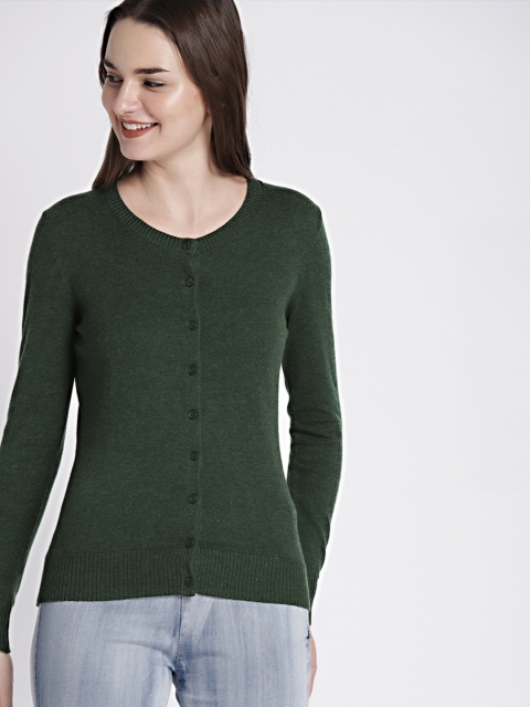 

GAP Women's Green Slim Crewneck Cardigan Sweater