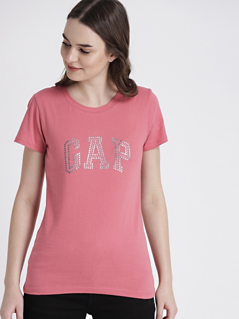 

GAP Women's Pink Logo Crewneck Puff Tee