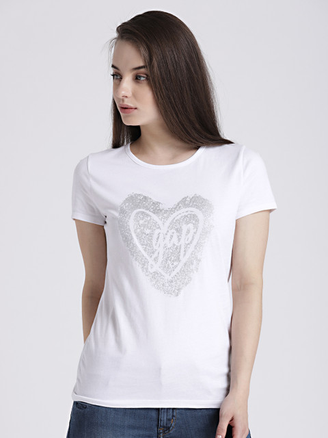 

GAP Women's White Glitter Logo Tee
