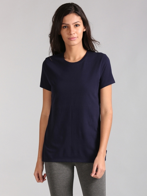 

GAP Women Navy Blue Solid Round Neck T-shirt