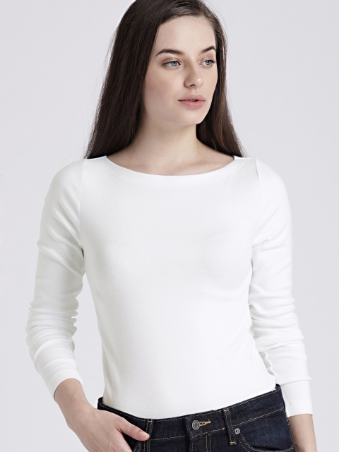 

GAP Women's White Modern Long Sleeve Boatneck Tee