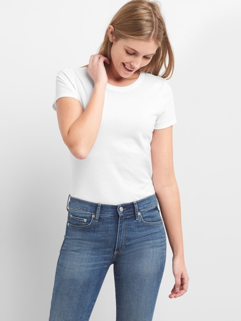 

GAP Women White Short Sleeve Vintage Crew Neck T-Shirt