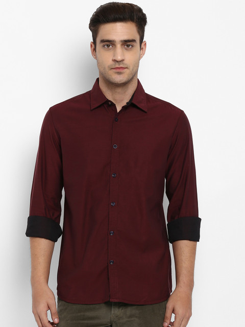 

Parx Men Maroon Slim Fit Solid Casual Shirt