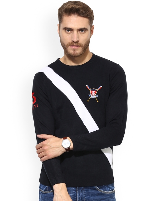 

Red Tape Men Black & White Colourblocked Pullover