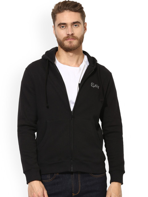 

Red Tape Men Black Solid Hooded Sweatshirt