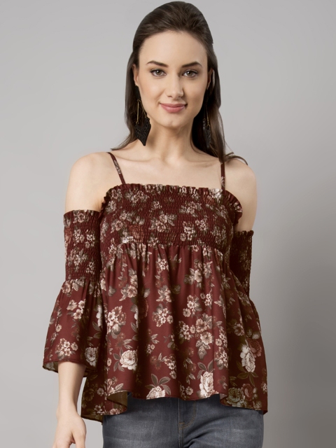 

FabAlley Women Maroon Printed Top