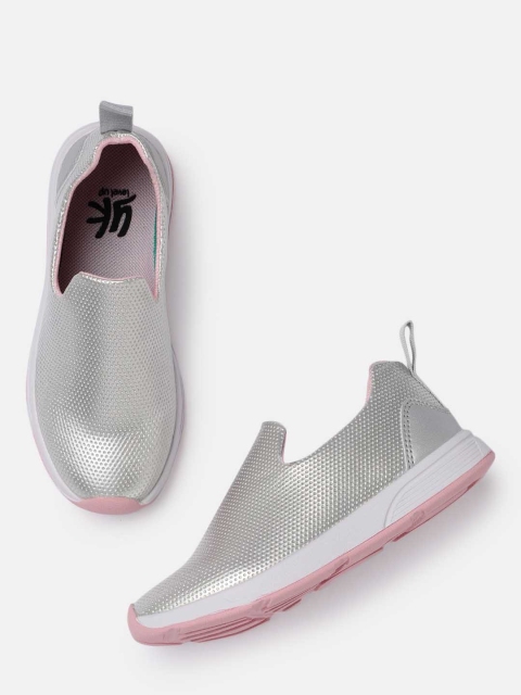 

YK Girls Silver-Toned Slip-On Sneakers