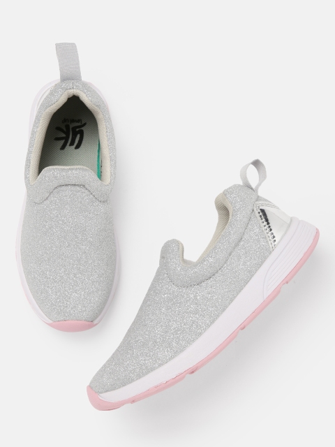 

YK Girls Silver-Toned Slip-On Sneakers