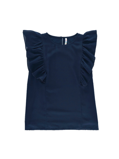 

POPPERS by Pantaloons Girls Navy Blue Solid Top