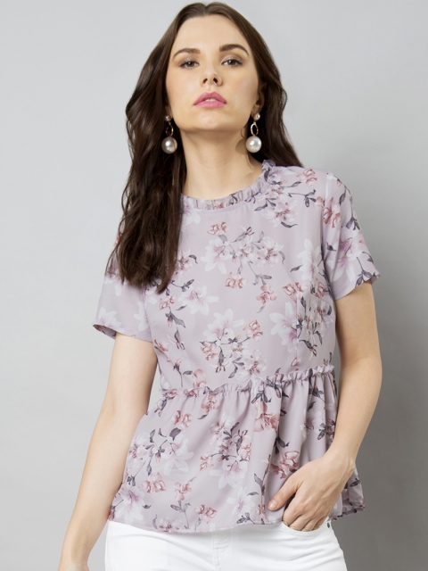 

FabAlley Women Lavender Printed Peplum Top