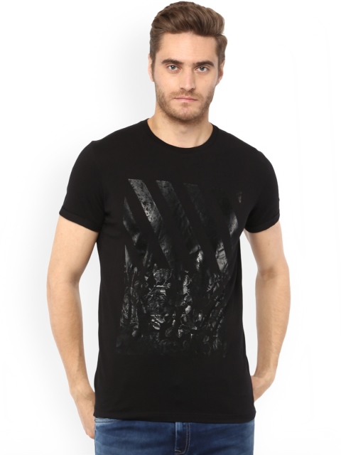 

Mufti Men Black Printed Round Neck T-shirt