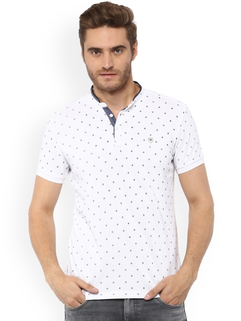 

Mufti Men White Printed Mandarin Collar T-shirt