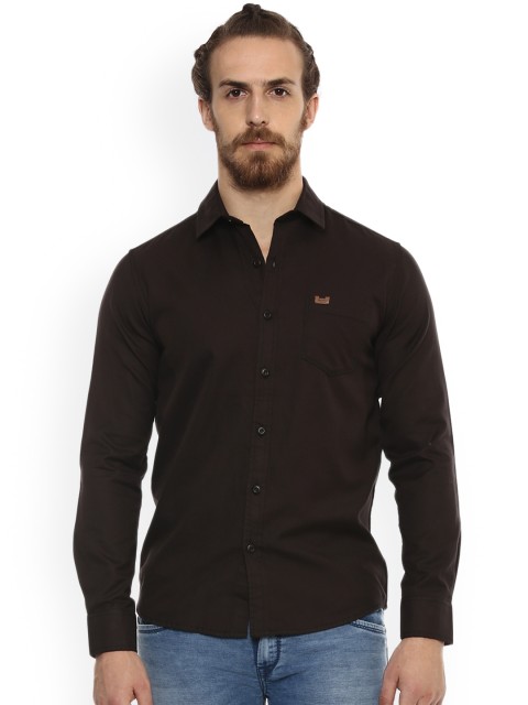 

Mufti Men Coffee Brown Slim Fit Solid Casual Shirt