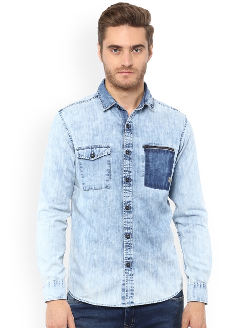 

Mufti Men Blue Slim Fit Faded Casual Shirt