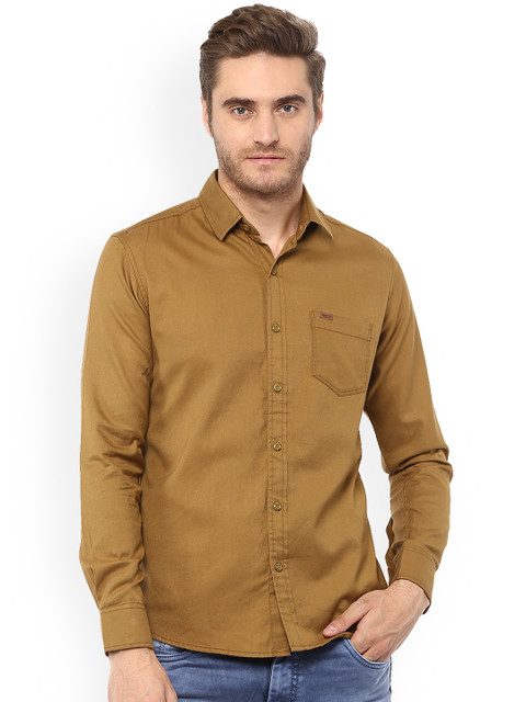 

Mufti Men Khaki Slim Fit Solid Casual Shirt