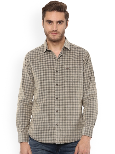 

Mufti Men Beige Slim Fit Checked Casual Shirt