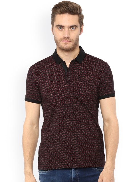

Mufti Men Black Printed Polo Collar T-shirt