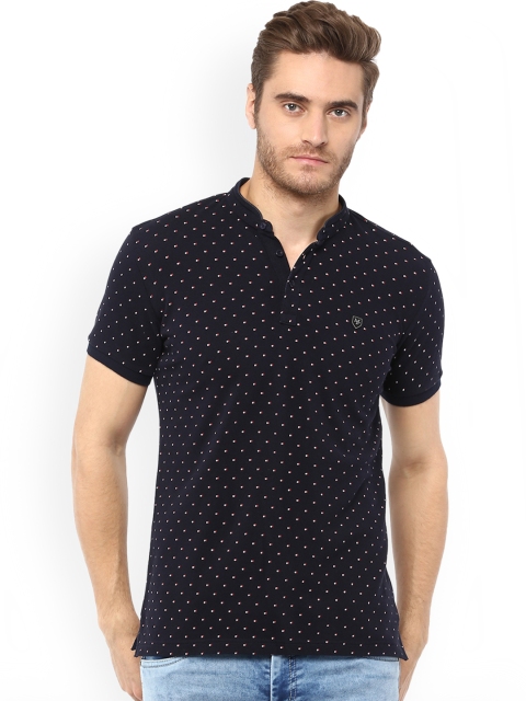 

Mufti Men Navy Blue Printed Mandarin Collar T-shirt