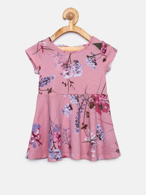 

The Childrens Place Girls Pink Floral Print Fit and Flare Dress