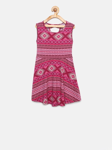 

The Childrens Place Girls Magenta Printed Fit and Flare Dress