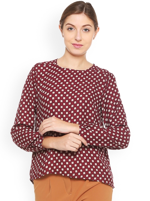 

Van Heusen Women Maroon Printed Top
