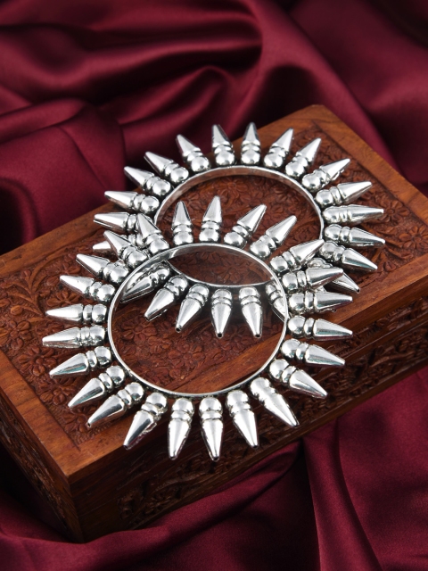 

FIROZA Women Oxidised Silver-Toned Tribal Bangles