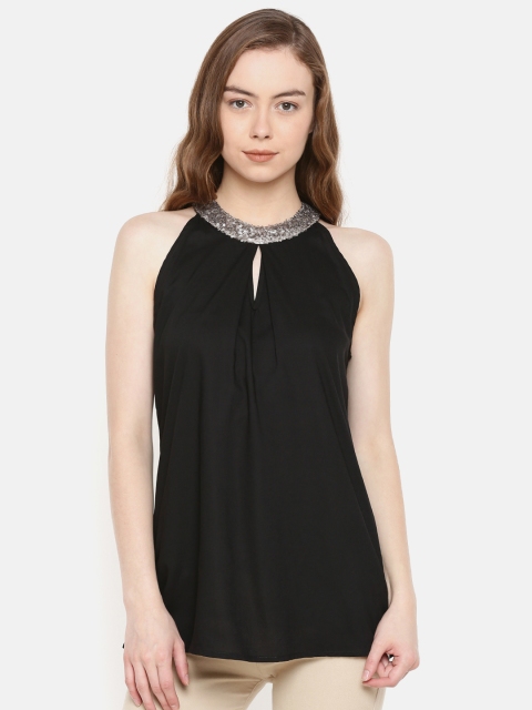 

IDK Women Black Sequinned Top