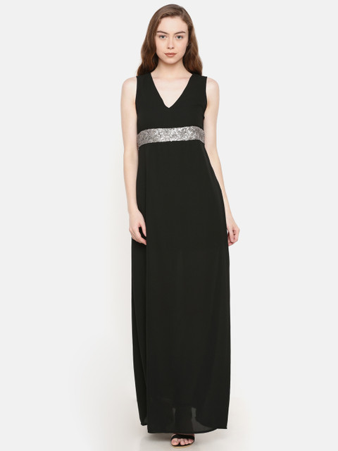 

IDK Women Black Solid Maxi Dress