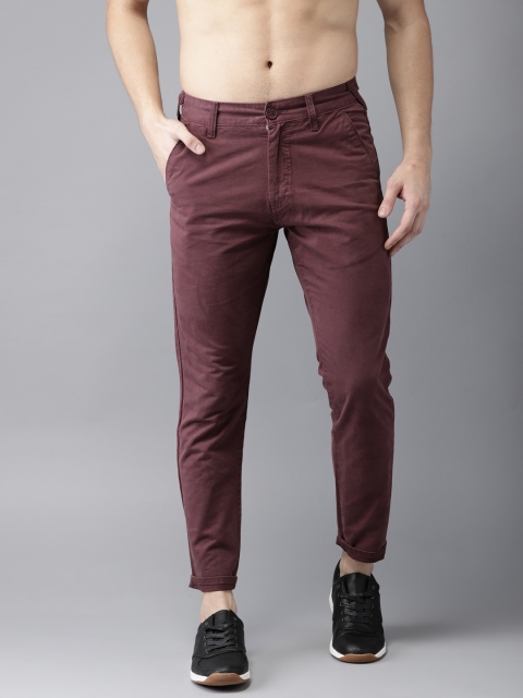 

Moda Rapido Men Maroon Slim Fit Solid Cropped Chinos