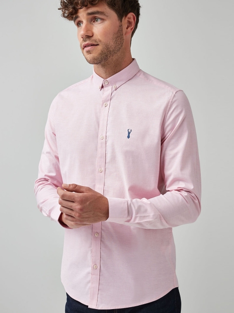 

next Men Pink Classic Regular Fit Solid Casual Shirt