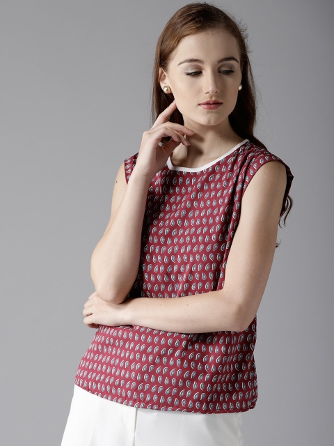 

HERE&NOW Women Maroon Printed Top