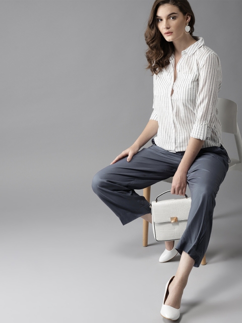 

HERE&NOW Women Grey Straight Solid Palazzos