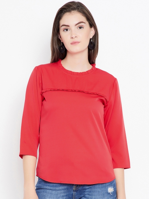 

Ruhaans Women Red Solid A-Line Top