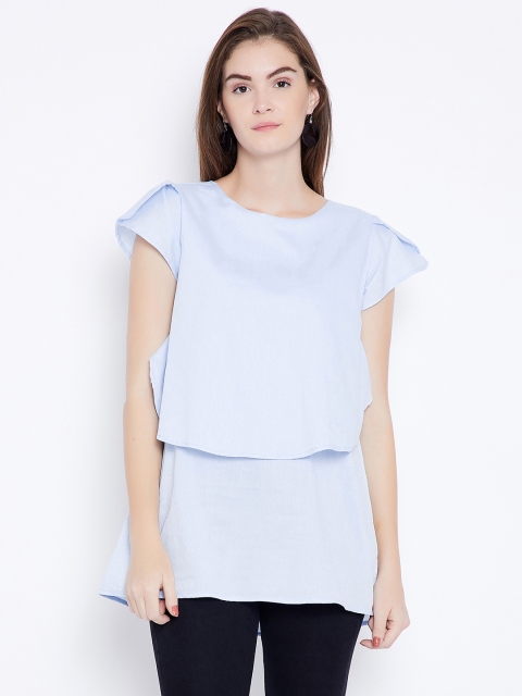 

Ruhaans Blue Self Design Tunic